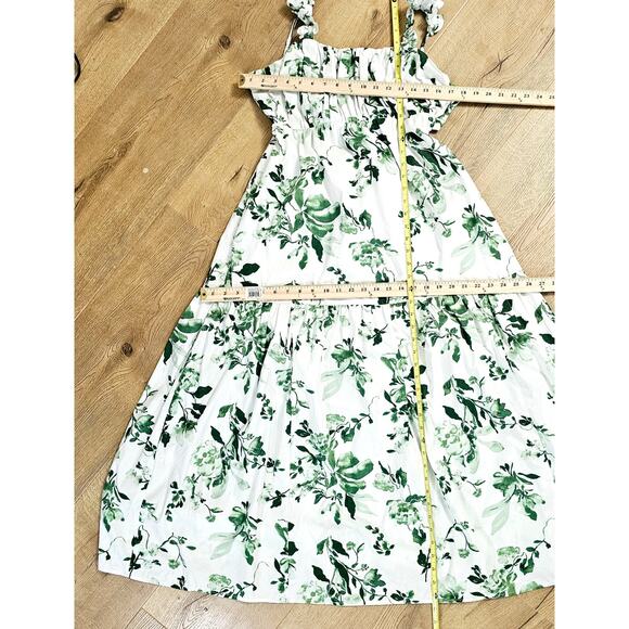 Abercrombie Green White Poplin Feminine Backless Maxi Dress Ruffles Coquette L - Picture 12 of 16